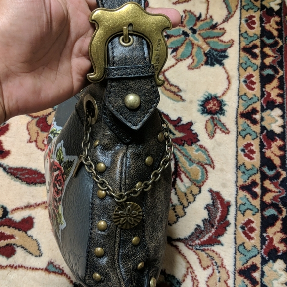 Isabella Fiore Chained Me Hearty Tattoo Distressed Leather Handbag - Picture 6 of 16